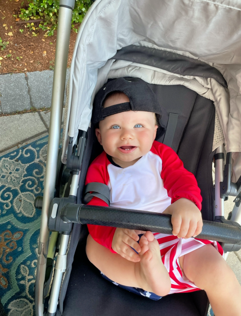 Baby Anthony Emala comfortable in his Vista V2 stroller